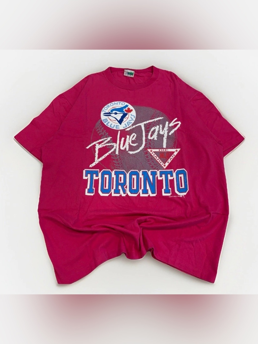 90s Vintage Toronto Blue Jays T-Shirt Size XL Rare Hot Pink Single Stitch MLB